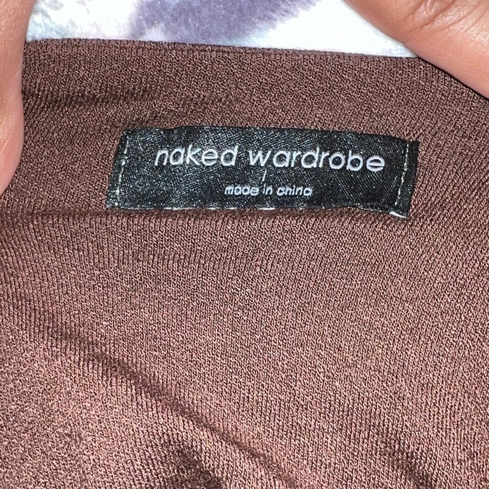 Naked Wardrobe Brown Ruching Stretchy Mini Dress - Picture 3 of 6